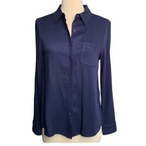 BCBG Generation Navy Rayon Button Down Shirt